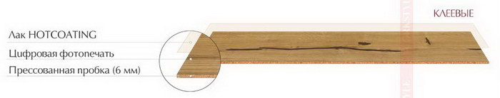Клеевой пробковый пол Corkstyle Wood XL структура